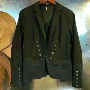 Free people blaser, size xs, navy blues with silver buttons, front pockets